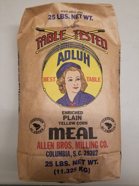 Adluh Plain Yellow Corn Meal - 25 pound bag