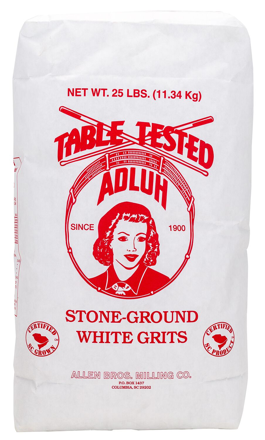Adluh Stone Ground White Grits - 25 pound bag