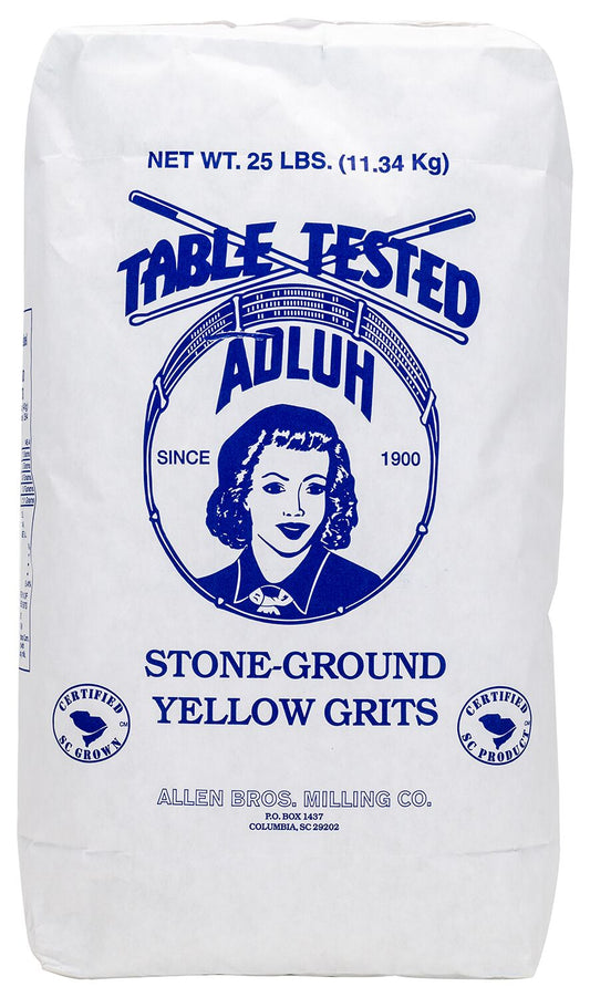 Adluh Stone Ground Yellow Grits - 25 pound bag