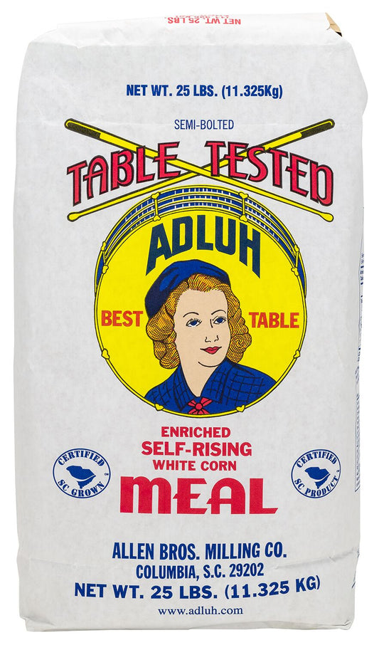 Adluh Self-Rising White Corn Meal - 25 pound bag