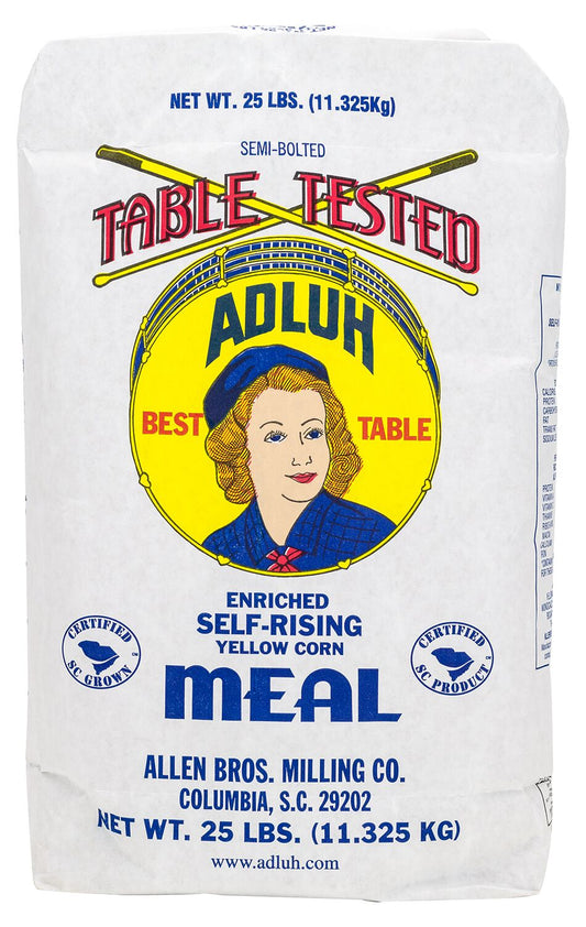 Adluh Self-Rising Yellow Corn Meal - 25 pound bag
